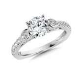 Winged Straight Engagement Ring W/ Spiral Diamond Undergallery